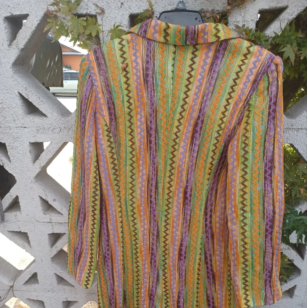 Connie's Moonlight multi-colored zigzaged stripe coat size M. - Picture 4 of 4